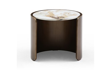 Круглый журнальный стол ET3095CI (D40) белая керамика /бронзовый в Южно-Сахалинске - предосмотр