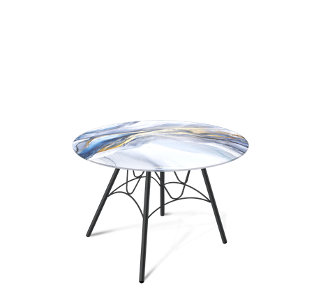 Стол круглый SHT-S100 / SHT-TT32 60 стекло/МДФ (млечный путь/черный муар) в Южно-Сахалинске - изображение