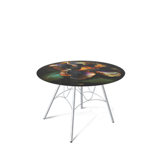 Круглый столик SHT-S100 / SHT-TT32 60 стекло/МДФ (ночной цветок/хром лак) в Южно-Сахалинске - предосмотр