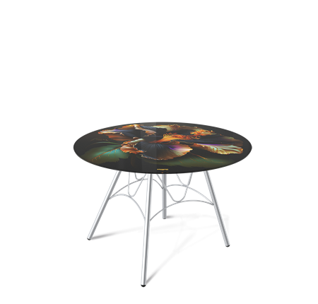 Круглый столик SHT-S100 / SHT-TT32 60 стекло/МДФ (ночной цветок/хром лак) в Южно-Сахалинске - изображение