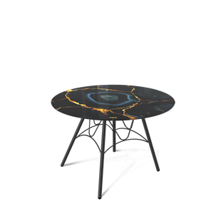Круглый столик SHT-S100 / SHT-TT32 60 стекло/МДФ (титановый кварц/черный муар) в Южно-Сахалинске - предосмотр