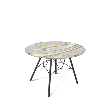 Круглый столик SHT-S100 / SHT-TT32 60 стекло/МДФ (золотистый пепел/черный муар) в Южно-Сахалинске - изображение