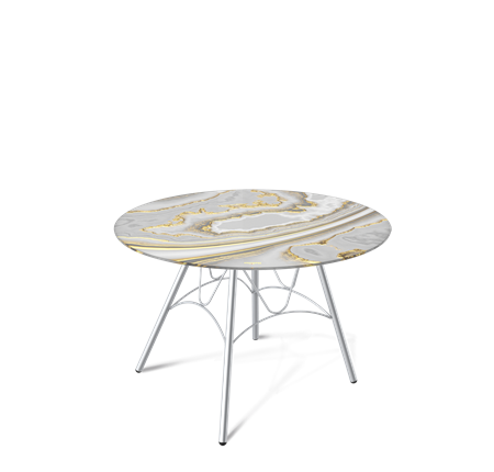 Круглый столик SHT-S100 / SHT-TT32 60 стекло/МДФ (золотистый пепел/хром лак) в Южно-Сахалинске - изображение
