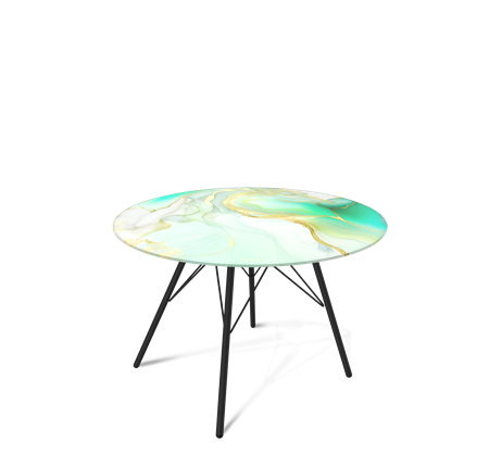 Круглый столик SHT-S37 / SHT-TT32 60 стекло/МДФ (лазурно голубой/черный муар) в Южно-Сахалинске - изображение