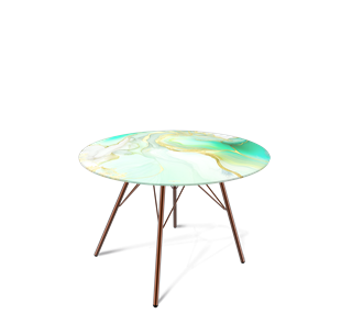 Круглый столик SHT-S37 / SHT-TT32 60 стекло/МДФ (лазурно голубой/медный металлик) в Южно-Сахалинске - предосмотр