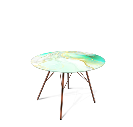 Круглый столик SHT-S37 / SHT-TT32 60 стекло/МДФ (лазурно голубой/медный металлик) в Южно-Сахалинске - изображение