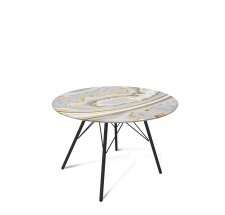 Круглый столик SHT-S37 / SHT-TT32 60 стекло/МДФ (золотистый пепел/черный муар) в Южно-Сахалинске - изображение