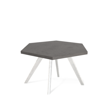 Столик круглый SHT-S39 / SHT-ТT20 70 ЛДСП (бетон чикаго темно-серый/белый/патина серебро) в Южно-Сахалинске - изображение