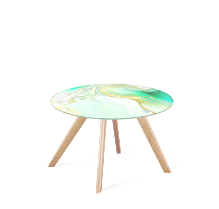 Круглый столик SHT-S39 / SHT-TT32 60 стекло/МДФ (лазурно голубой/прозрачный лак) в Южно-Сахалинске - изображение