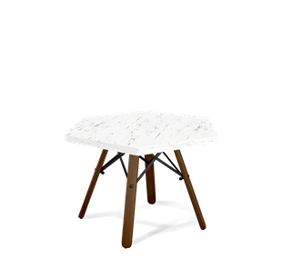 Шестигранный столик SHT-S70 / SHT-ТT20 60 ЛДСП (мрамор каррара белый/темный орех/черный муар) в Южно-Сахалинске