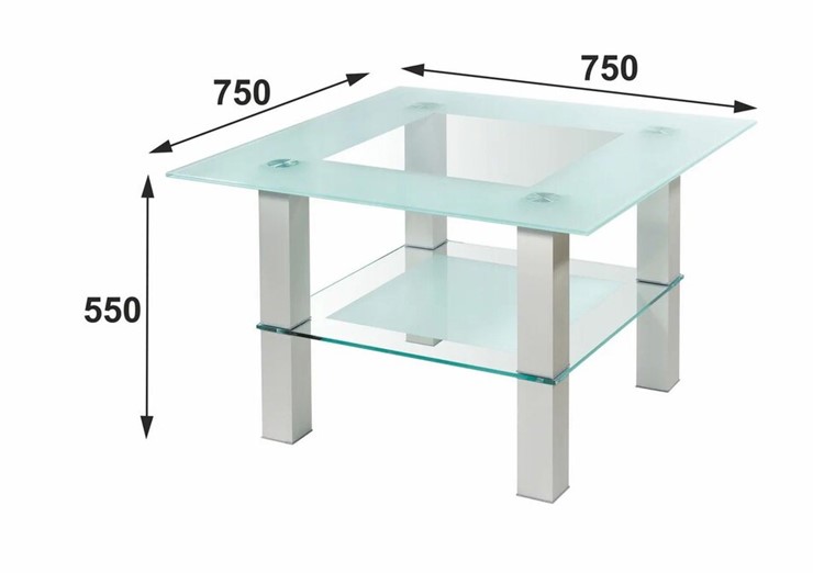 Стол стеклянный Кристалл 1 (алюминий-прозрачное) в Южно-Сахалинске - изображение 1