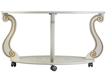 Стеклянный столик Овация-С, на колесах, слоновая кость-золото в Южно-Сахалинске - предосмотр 1