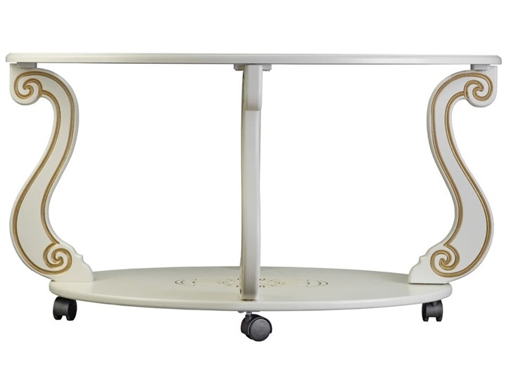Стеклянный столик Овация-С, на колесах, слоновая кость-золото в Южно-Сахалинске - изображение 1