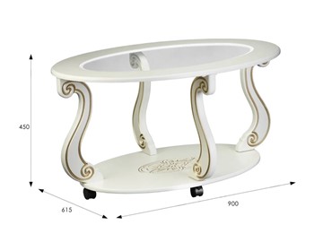 Стеклянный столик Овация-С, на колесах, слоновая кость-золото в Южно-Сахалинске - предосмотр 5