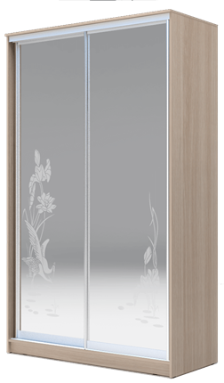 Шкаф двухдверный 2400х1200х620 два зеркала, "Цапли" ХИТ 24-12-66-01 Ясень Шимо Светлый в Южно-Сахалинске - изображение