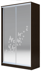 Шкаф 2-х створчатый 2400х1500х420 два зеркала, "Бабочки" ХИТ 24-4-15-66-05 Венге Аруба в Южно-Сахалинске