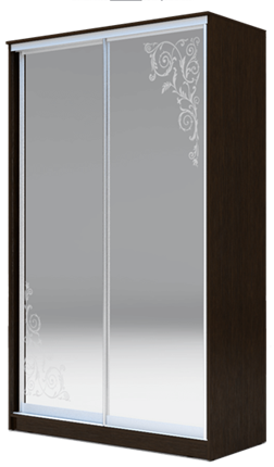 Шкаф-купе 2200х1682х420 два зеркала, "Орнамент" ХИТ 22-4-17-66-09 Венге Аруба в Южно-Сахалинске - изображение