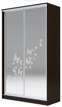 Шкаф 2200х1682х420 два зеркала, "Бабочки" ХИТ 22-4-17-66-05 Венге Аруба в Южно-Сахалинске - изображение