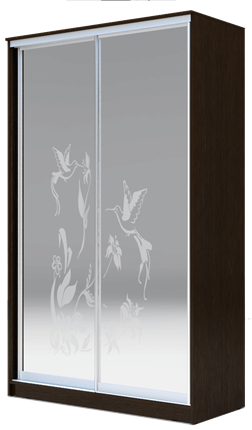 Шкаф-купе 2-х дверный 2400х1500х420 два зеркала, "Колибри" ХИТ 24-4-15-66-03 Венге Аруба в Южно-Сахалинске - изображение