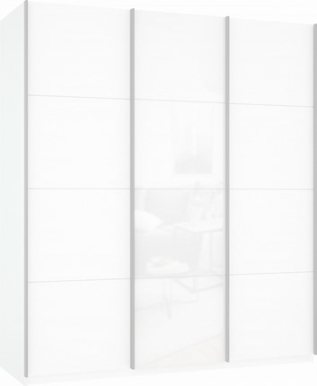 Шкаф-купе Прайм (ДСП/Белое стекло/ДСП) 1800x570x2300, белый снег в Южно-Сахалинске - изображение