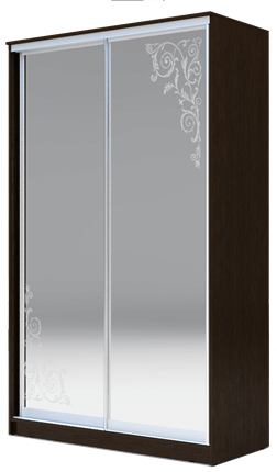 Шкаф двухстворчатый 2200х1200х620 два зеркала, "Орнамент" ХИТ 22-12/2-66-09 Венге Аруба в Южно-Сахалинске - изображение