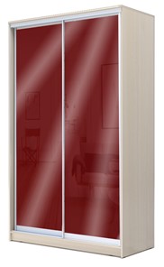 Шкаф 2-х дверный 2200х1500х620 с цветным стеклом ХИТ 22-15-22, Бургунд 312, Дуб млечный в Южно-Сахалинске