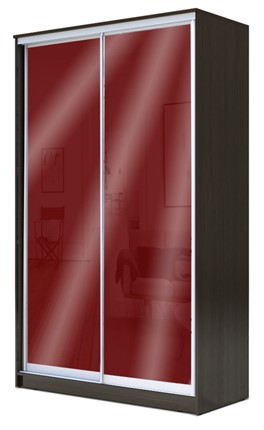 Шкаф 2-х дверный 2200х1500х620 с цветным стеклом ХИТ 22-15-22, Бургунд 312, Венге в Южно-Сахалинске - изображение