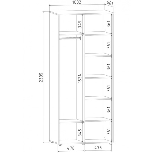 Шкаф 2-х дверный Акцент-Сим 2-Д 2303х1000х600, Венге в Южно-Сахалинске - изображение 1