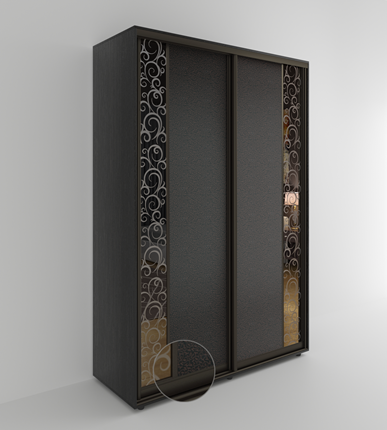Шкаф 2-х дверный Акцент-Вера 2-КС (Эко кожа Лоза, спирали) 2303х1600х600, Венге в Южно-Сахалинске - изображение