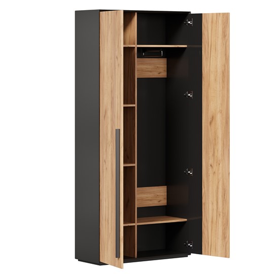 Шкаф для прихожей 2-дверный Неаполь ЛД.134050.000 (Черный/Дуб Золотой) в Южно-Сахалинске - изображение 1