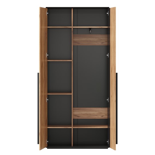 Шкаф для прихожей 2-дверный Неаполь ЛД.134050.000 (Черный/Дуб Золотой) в Южно-Сахалинске - изображение 2