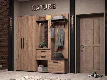 Шкаф для прихожей Nature 70 МЦН, Дуб табачный Craft-Черный в Южно-Сахалинске - предосмотр 5