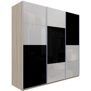 Шкаф 3-х створчатый Эста, 6 белых стекол/6 черных стекол, 3000x660x2200, дуб бардолино в Южно-Сахалинске