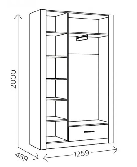 Шкаф гардеробный Ева 5 М2 дуб ирландский/белый матовый в Южно-Сахалинске - изображение 2