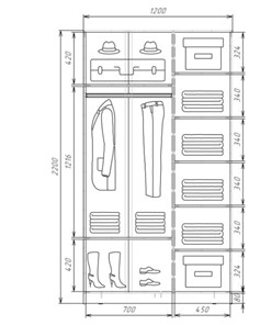 Шкаф-купе Хит-22-12-22 с цветным стеклом, средне-серый 074, Белый корпус в Южно-Сахалинске - предосмотр 2