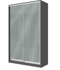 Шкаф 2-х дверный Хит-22-12-22 с цветным стеклом, средне-серый 074, Графит в Южно-Сахалинске - предосмотр