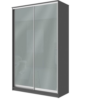 Шкаф 2-х дверный Хит-22-12-22 с цветным стеклом, средне-серый 074, Графит в Южно-Сахалинске - изображение