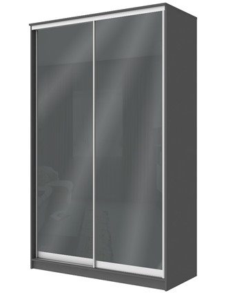 Шкаф 2-х створчатый Хит-22-12/2-22 с цветным стеклом, темно-серый 073, Графит в Южно-Сахалинске - изображение