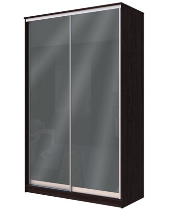 Шкаф 2-х дверный Хит-22-12/2-22 с цветным стеклом, темно-серый 073, Венге в Южно-Сахалинске - изображение