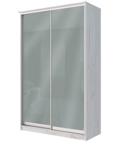 Шкаф 2-х дверный Хит-22-14-22 с цветным стеклом, средне-серый 074, Дуб крафт белый в Южно-Сахалинске - предосмотр