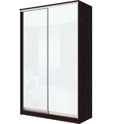Шкаф 2-х створчатый Хит-22-15-22 с цветным стеклом, белое №10, Венге в Южно-Сахалинске - изображение