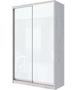 Шкаф 2-х дверный Хит-22-17-22 с цветным стеклом, белое №10, Дуб крафт белый в Южно-Сахалинске