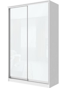 Шкаф 2-х створчатый Хит-22-4-12-22 с цветным стеклом, белое №10, Белый корпус в Южно-Сахалинске - предосмотр