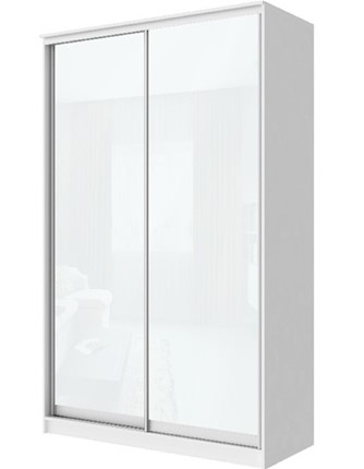 Шкаф 2-х створчатый Хит-22-4-12-22 с цветным стеклом, белое №10, Белый корпус в Южно-Сахалинске - изображение