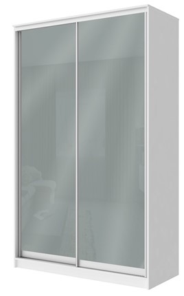 Шкаф 2-х створчатый Хит-22-4-12/2-22 с цветным стеклом, средне-серый 074, Белый в Южно-Сахалинске - изображение