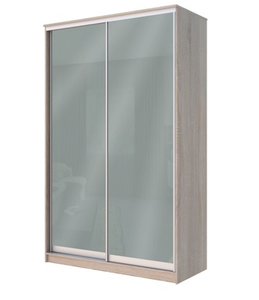 Шкаф 2-х дверный Хит-22-4-12/2-22 с цветным стеклом, средне-серый 074, Дуб сонома в Южно-Сахалинске - изображение