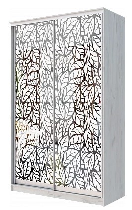Шкаф-купе 2-х створчатый "Листья" ХИТ 22-14-66-17 Дуб крафт белый в Южно-Сахалинске - изображение