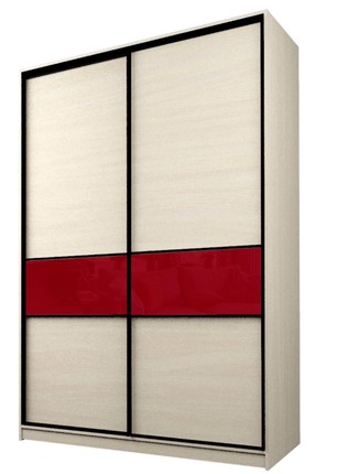 Шкаф 2-х дверный MAX МШ-23-6-16-99, Профиль Черный/Цвет Дуб млечный/Стекло с пленкой Oracal бургунди в Южно-Сахалинске - изображение