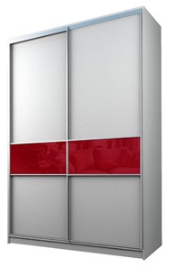 Шкаф 2-х дверный MAX МШ-23-6-16-99, Профиль Серебро/Цвет Белый/Стекло с пленкой Oracal бургунди в Южно-Сахалинске