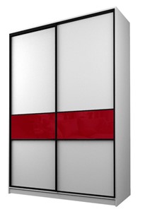 Шкаф 2-х дверный MAX МШ-23-6-18-99, Профиль Черный/Цвет Белый/Стекло с пленкой Oracal бургунди в Южно-Сахалинске
